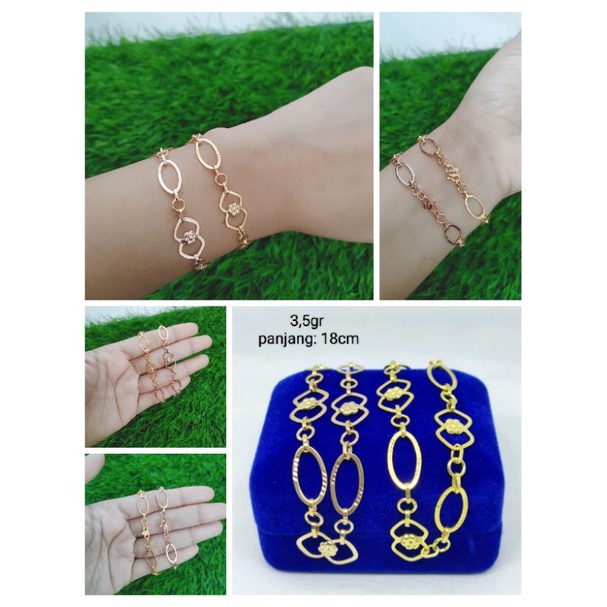 GELANG RANTAI HOLLO BULAT UKIR/GELANG ASLI PERAK 925 LAPIS EMAS/ASLI PERHIASAN SILVER/GELANG FASHION WANITA