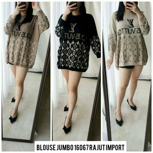 New Atasan rajut wanita jumbo biq size/kaos rajut jumbo
