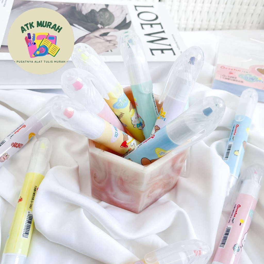 

Highlighter eraseable bisa di hapus gambar kelinci alat tulis kantor kado unik warna pastel murah terjangkau ready
