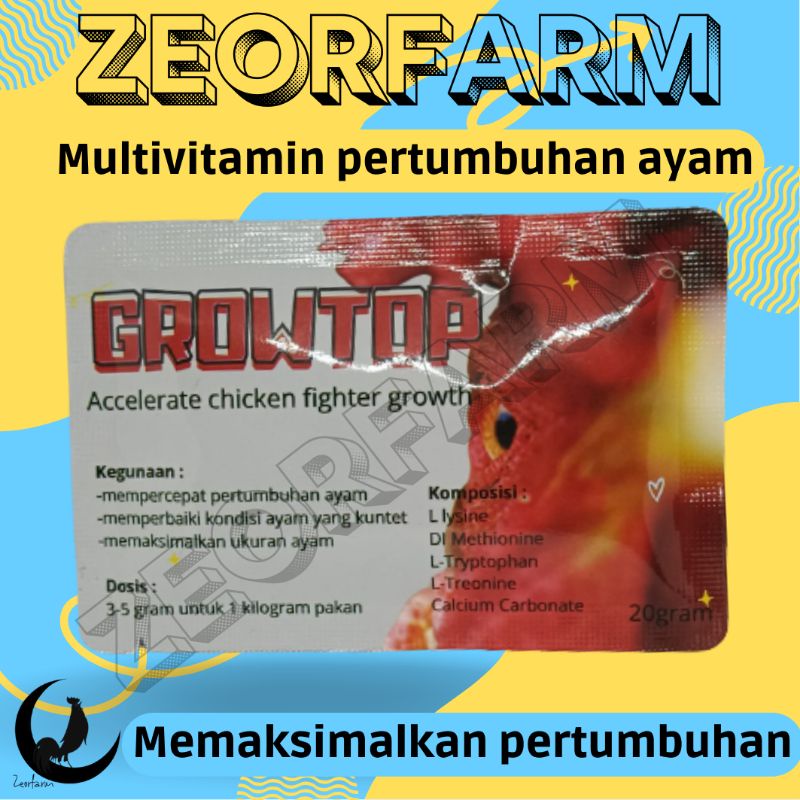 vitamin komplit pertumbuhan pemaksimal ukuran ayam growtop