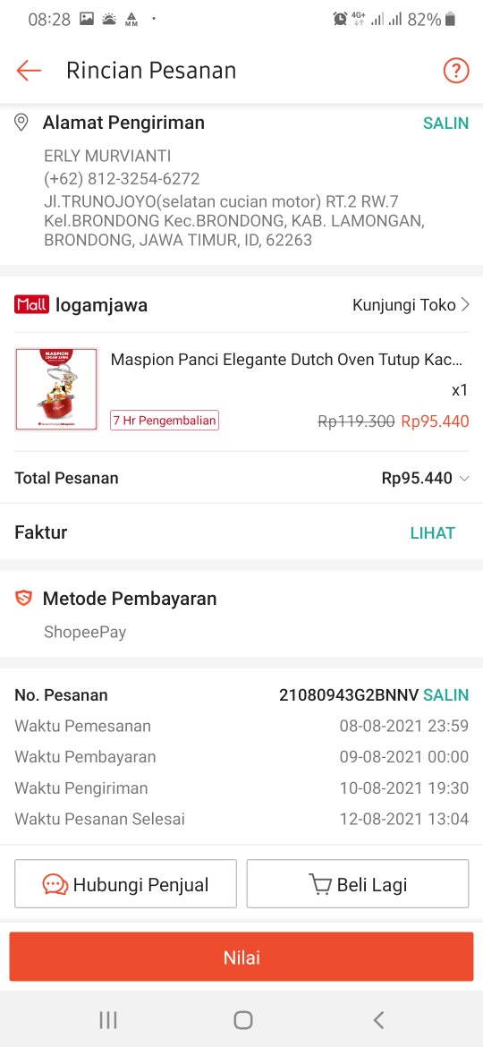 Maspion Panci Elegante Dutch Oven Tutup Kaca 20 Cm Merah - Panci Aluminium