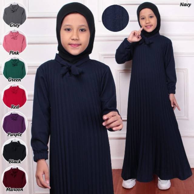 GAMIS PLISKET ANAK PEREMPUAN 3-10 TAHUN/PAKAIAN ANAK/BAJU MUSLIM ANAK ANAK / BLUS ANAK