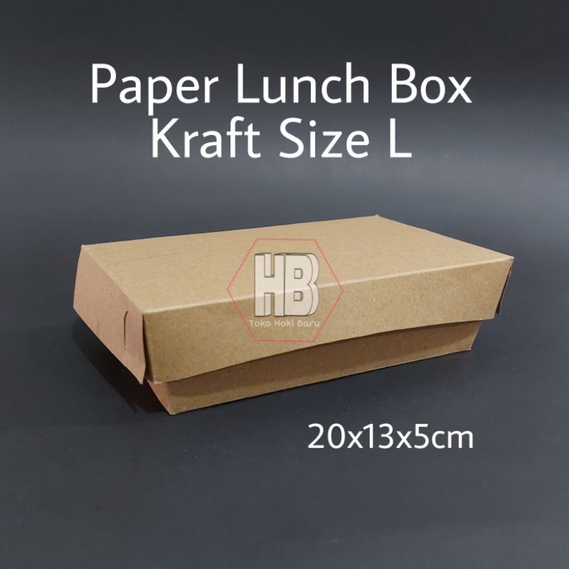 [100 Lembar] Paper Lunch Box Kraft Size L / Kotak Makan Kertas Box Nasi Ukuran L / Kemasan Pisang Wa