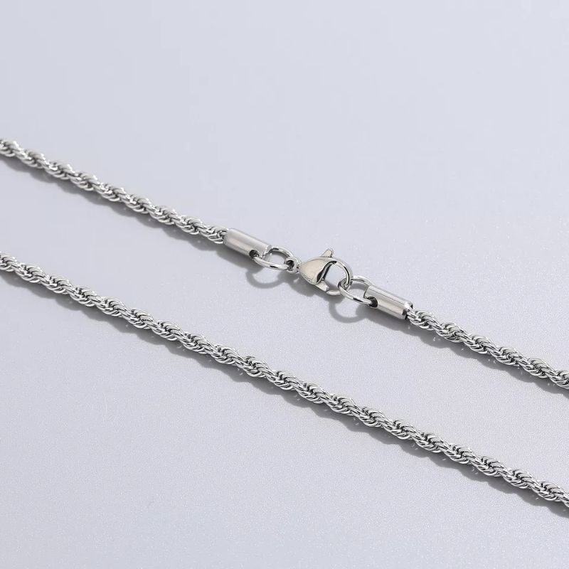 kalung model tambang silver asli titanium