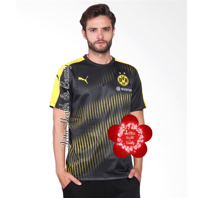 Puma Men BVB Stadium Jersey with Sponsor Logo Puma Baju Kaos Olahraga Pria