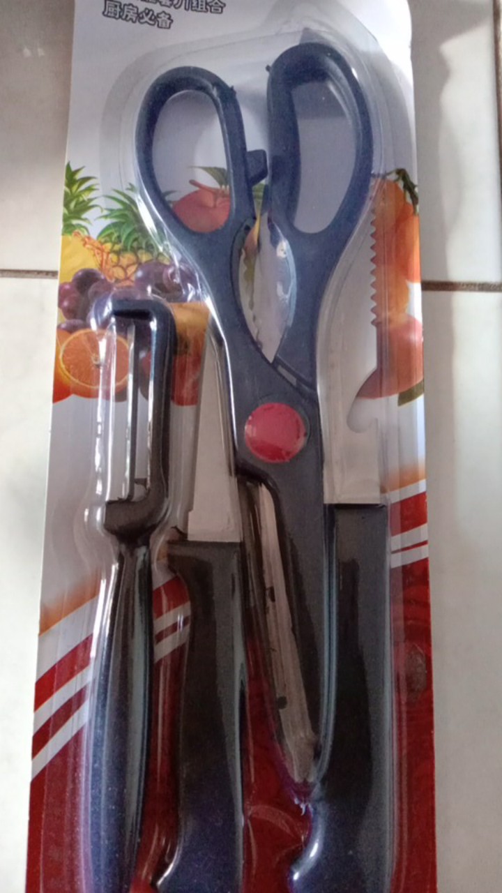 J9 - Kitchen Knife Set 4in1 Import - Set Pisau Dapur Stainless