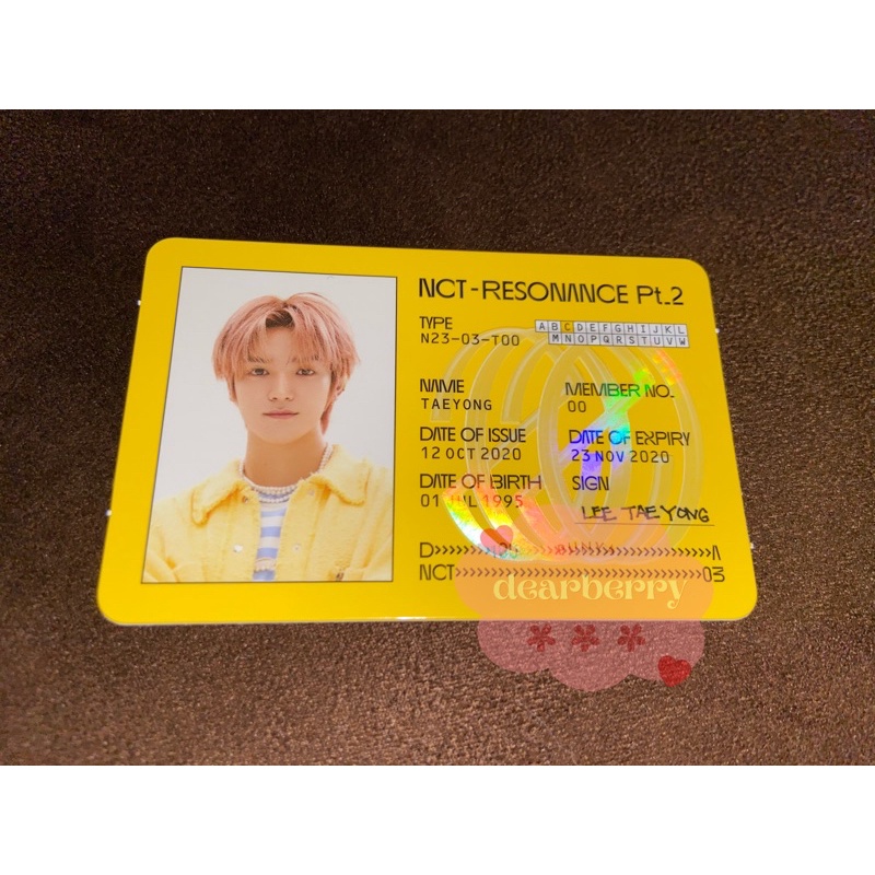 

ID Card NCT 2020 Taeyong Resonance pt 2 Departure ver (Photocard)