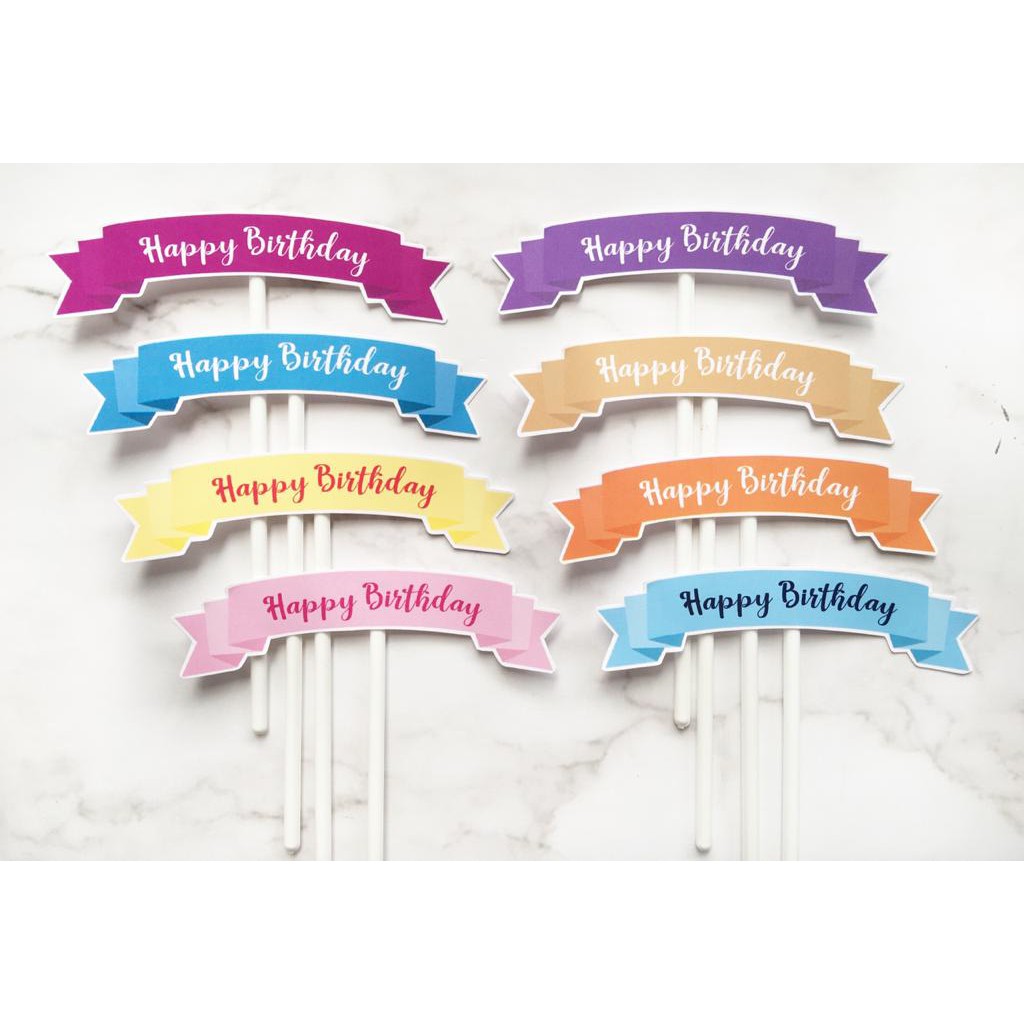 Topper Banner Happy Birthday warna polos
