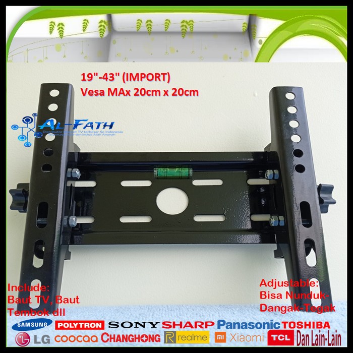 Bracket TV TOSHIBA 19 s/d 43 inch IMPORT QUALITY Garansi 100% cocok