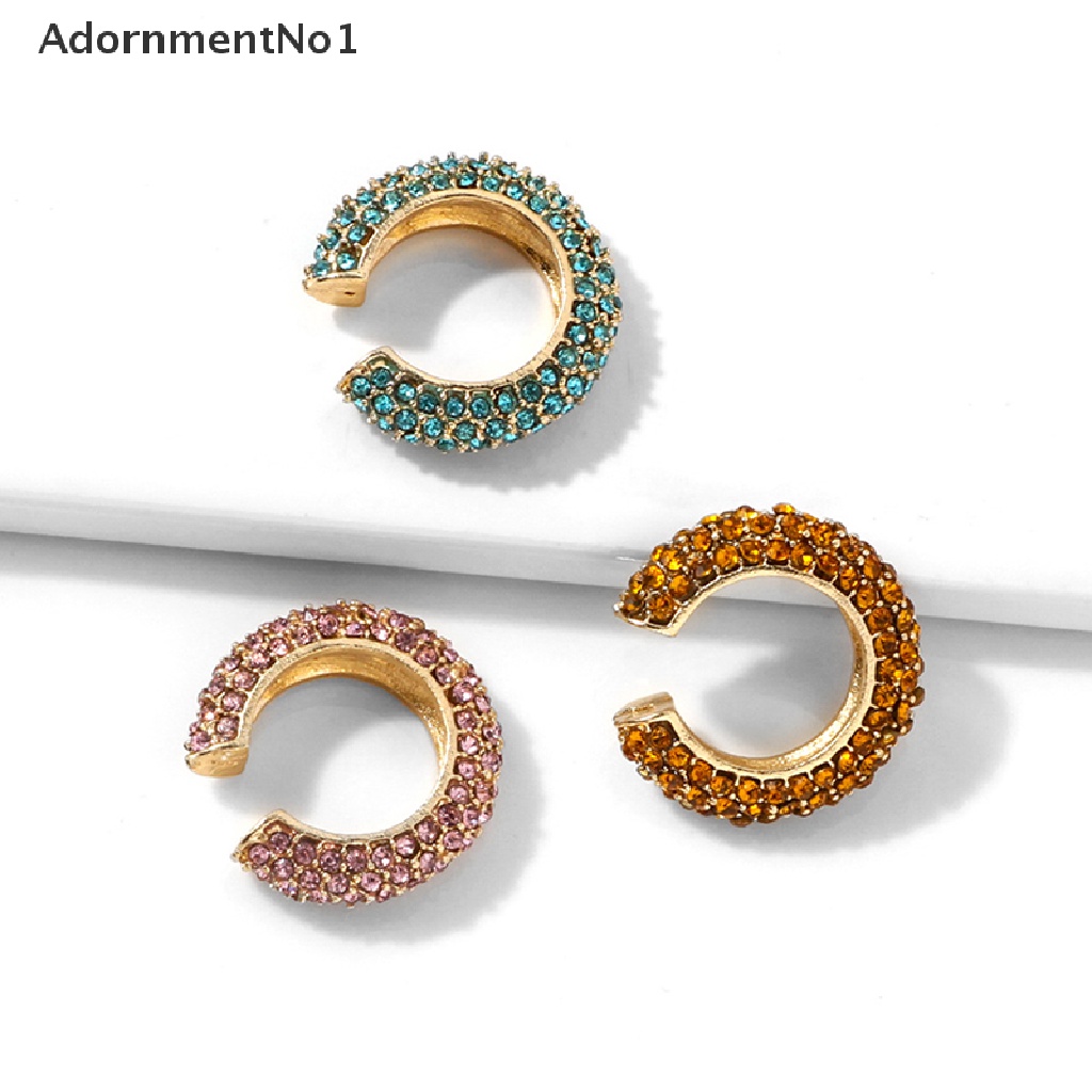 (AdornmentNo1) 1pc Anting Klip Bentuk C Gaya Boho Bahan Alloy Aksen Kristal Untuk Perhiasan Wanita