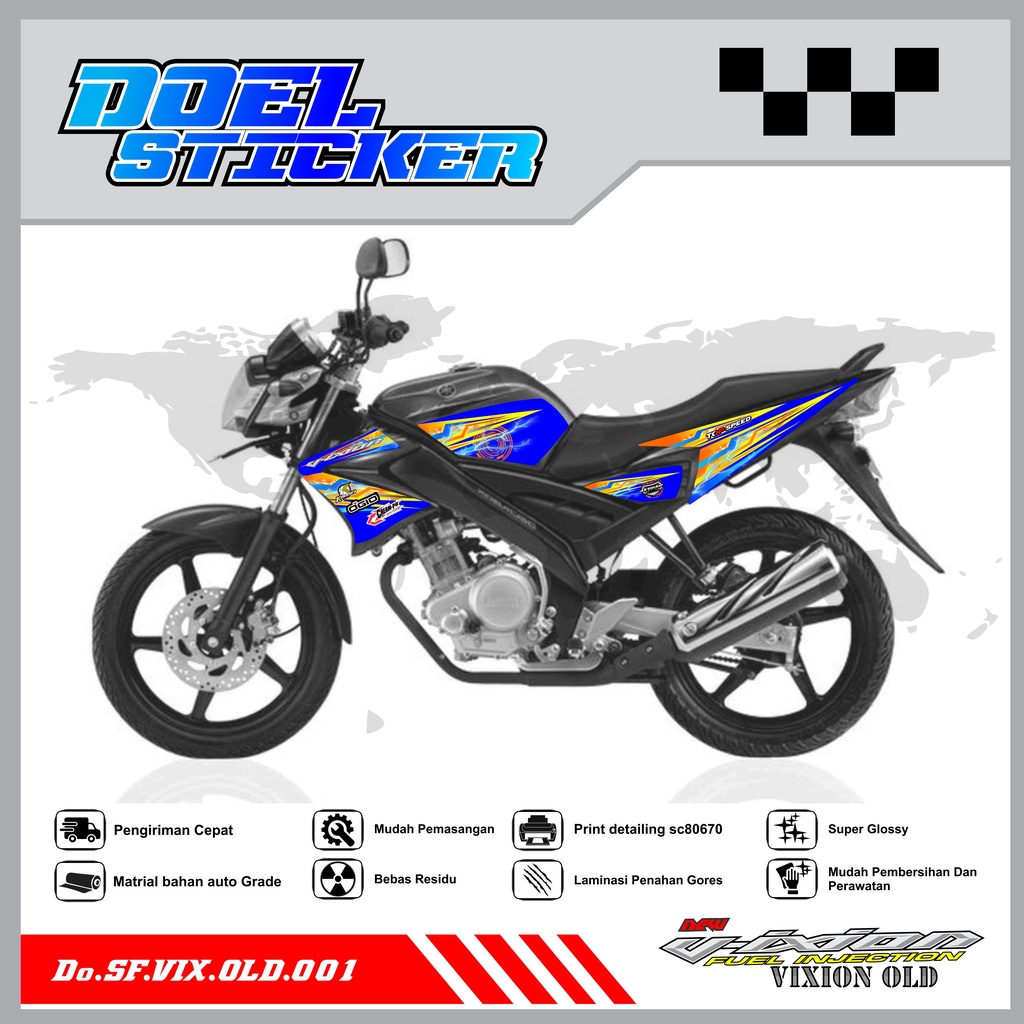 STICKER STRIPING VIXION OLD LAMA - STICKER STRIPING VIXION OLD LAMA 2008-2012 VARIASI HOLOGRAM/PELANGI , CROME DOEL 001