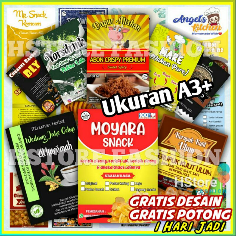 

Cetak Stiker Label Kemasan A3+ Gratis Desain Stiker Produk Stiker Label Glossy