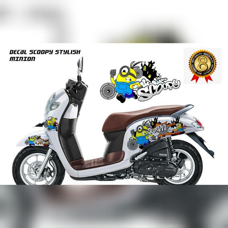 Decal scoopy stylish minion karakter variasi putih full body