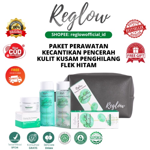 Reglow Skincare Original Official Store Perawatan Wajah Glowing Penghilang Flek Noda Hitam Bekas Jerawat Komedo Bruntusan Pori Pori Besar Pencerah Kulit Kusam Berminyak Re Glow Reg glow Beauty dr Shindy Putri