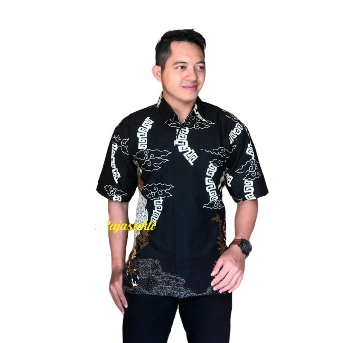 Kemeja Batik Pria Lengan Pendek Motif MEGA MENDUNG (RS) PREMIUM BATIK - S