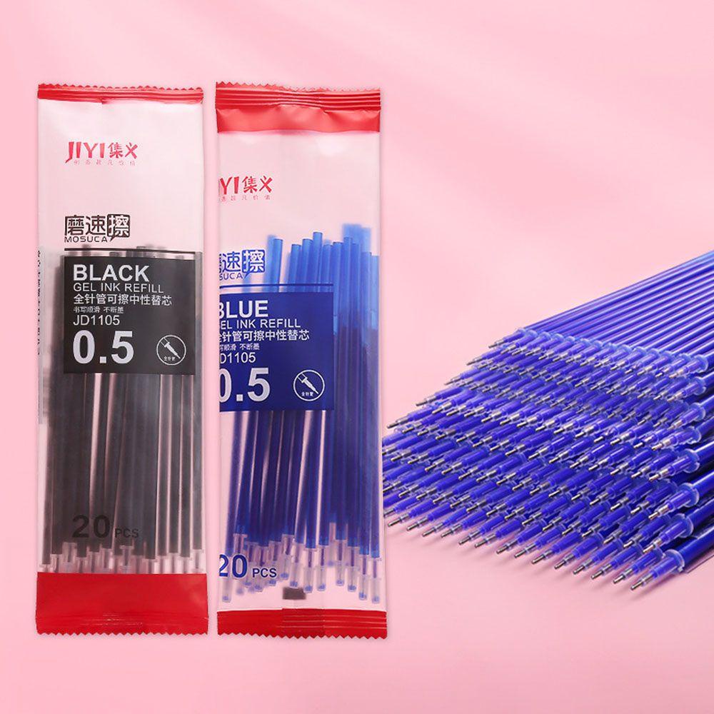 Chookyy 10PCs/20PCs Erasable Pen Refill Alat Tulisan Jarum 0.5MM Sekolah Roller Ball Signature Anak Tinta Netral