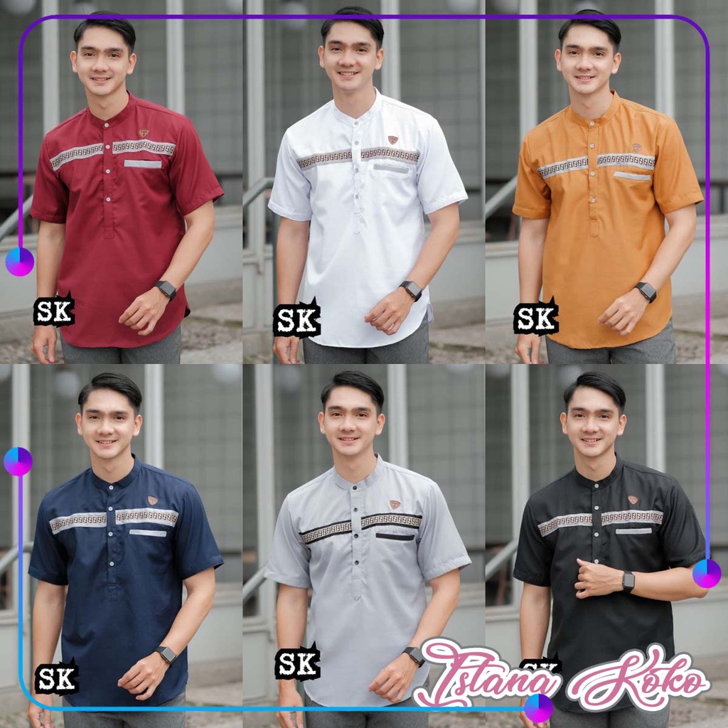 Kurta Pendek Desain Model FF Saku Paspol Warna Polos Hitam Putih marun Mustard Abu Navy Coklat