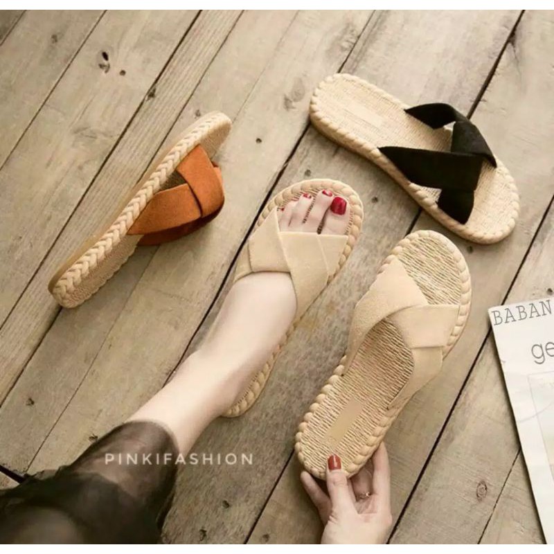 Home-SENIA Sandal Etnik Suede Tali Simpul Sp638