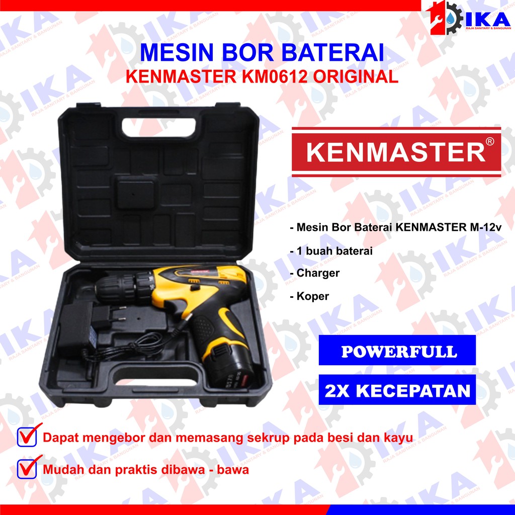 CRAZY SALE | Mesin Bor Cas Cordless Baterai kenmaster 12V / Tanpa kabel KM0612