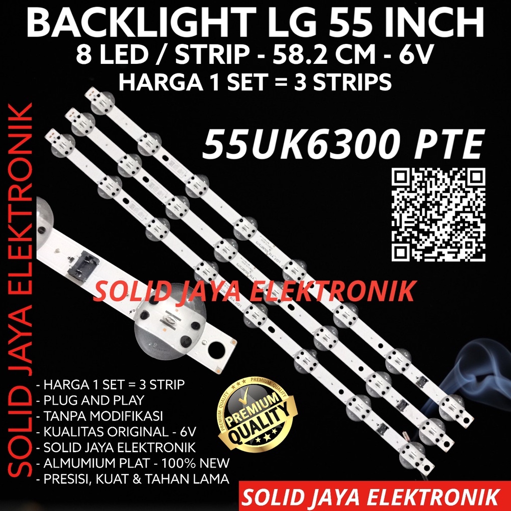 BACKLIGHT TV LED LG 55 INC 55UK6300 PTE 55UK6300PTE 55UK LAMPU BL 8K 6V LENSA BESAR KODOK 8 KANCING LG 55IN 55INC 55INCH LAMPU LED LG