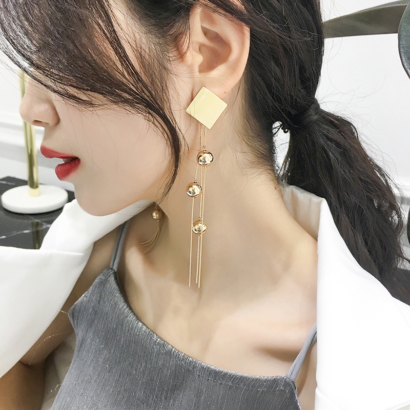 Anting Stud Panjang Bahan 925 Silver Untuk Wanita