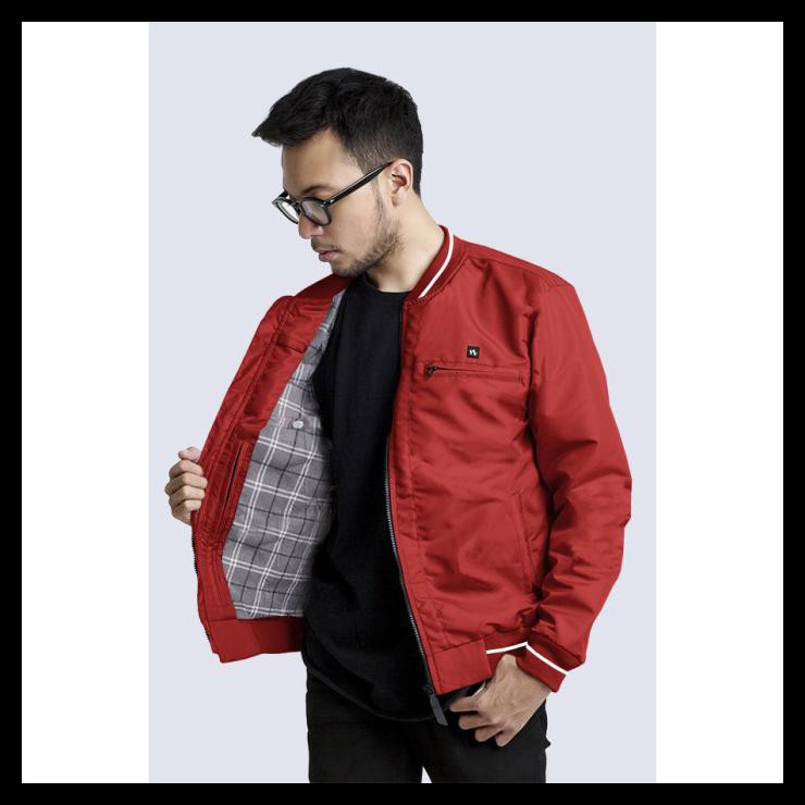 Ina Jaket Bomber Wilson Premium - Iwearzule - Merah, M SALE Kode 348