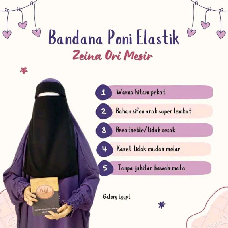 Cadar bandana poni zeina shiffon Arab  ORI impor Mesir