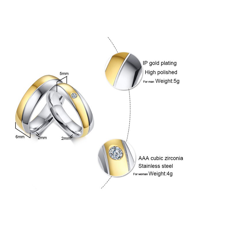 [NEW] Cincin Couple / Tunangan / Nikah / Pasangan / Titanium Gold unik dan elegant C085