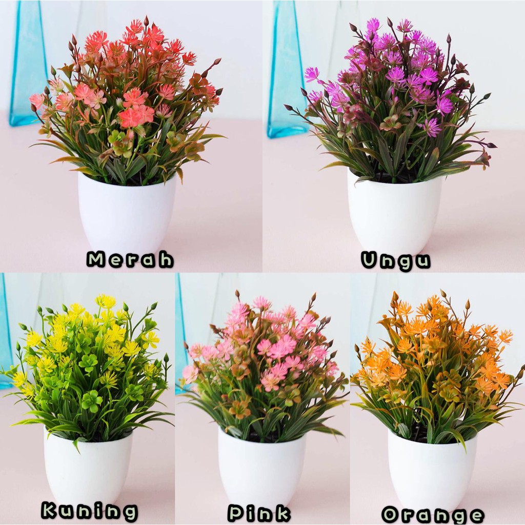 NFS611 Bunga plastik / pajangan bunga Artificial / motif Rose  Vas Bulat-1