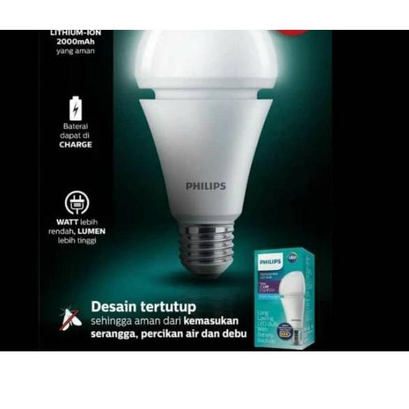 Terbatas ➻ Lampu emergency Philips LED 7w 7watt 7 watt w bohlam sentuh anti aliran mati listrik ❃