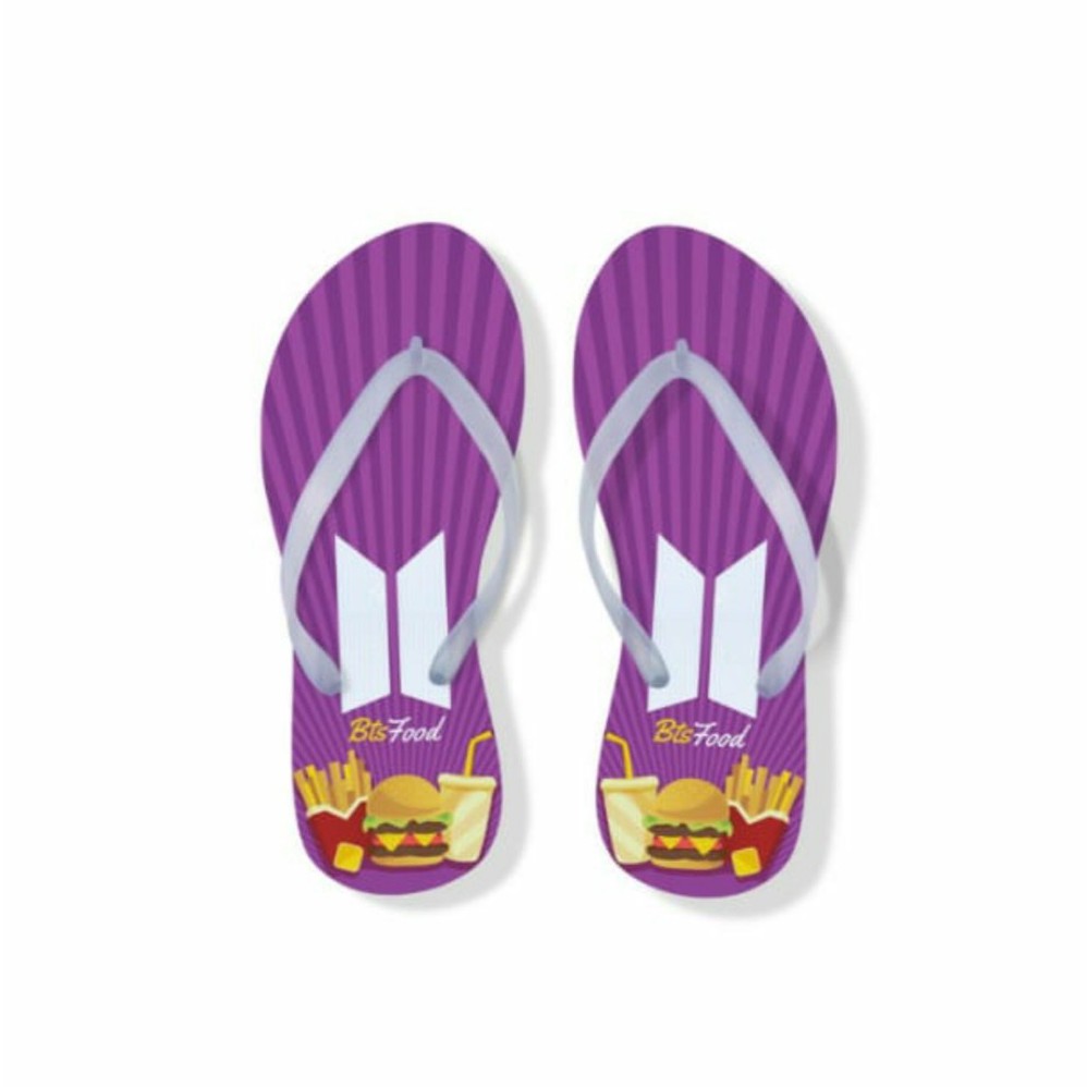 Sandal jepit wanita motif BTS Food