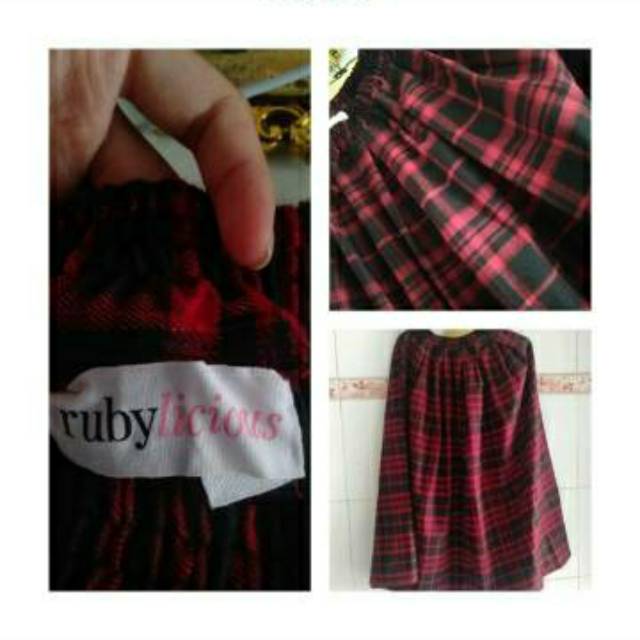 Preloved  rubylicious murah baju branded Surabaya jaket jeans rok tartan