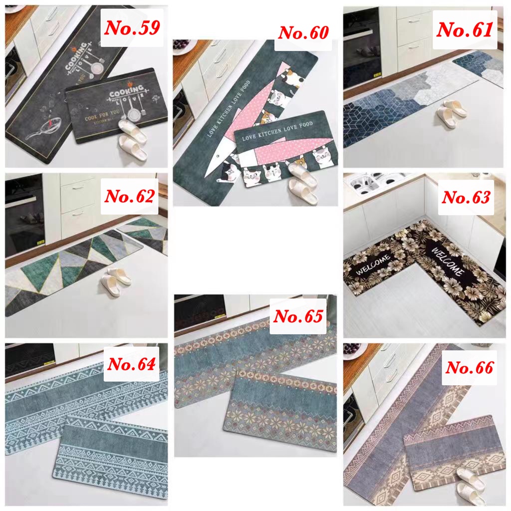 WJ1466 Keset Kaki 2in1 40x60cm Dan 40x120cm Keset Kaki Dapur Kamar Set Anti Slip (No.41-66)