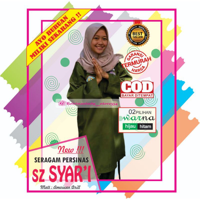 BAJU PENCAK SILAT WANITA SERAGAM BELADIRI PERSINAS ASAD PUTRI SYAR'I + NAMA Sz S - M - L - XL - XXL