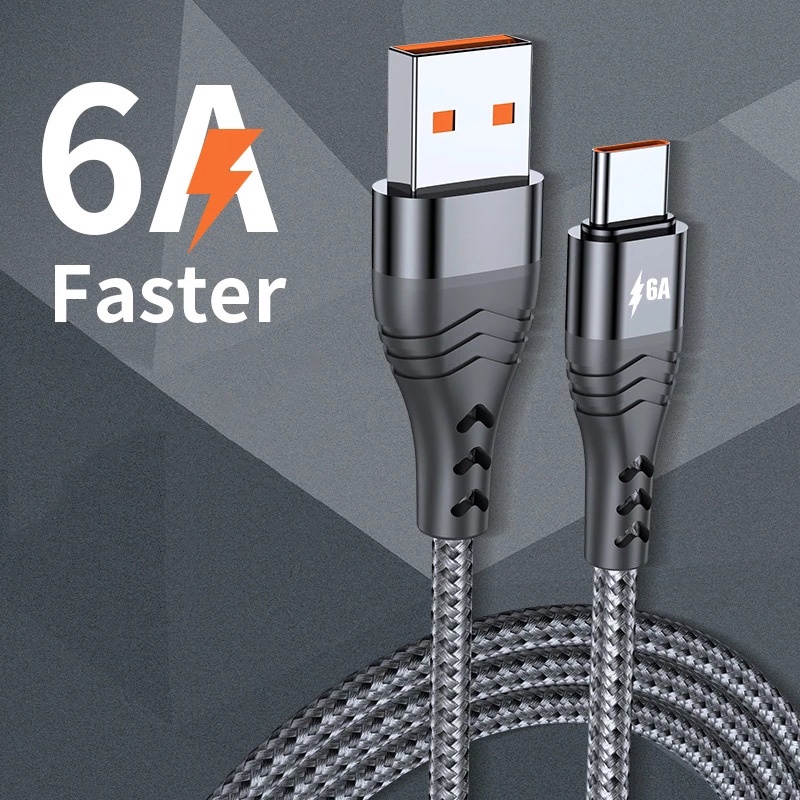 Kabel Data / Charger USB Tipe C 6A Fast Charging Untuk Xiaomi Redmi Samsung Huawei OPPO