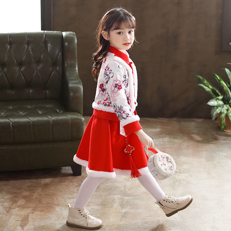 Girls' ancient clothes fluffy skirt Han clothes children's ancient style Tang clothes super fairy gi