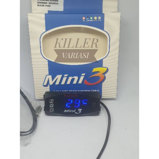 Voltmeter Aki Mini 3 in 1 suhu dan timer