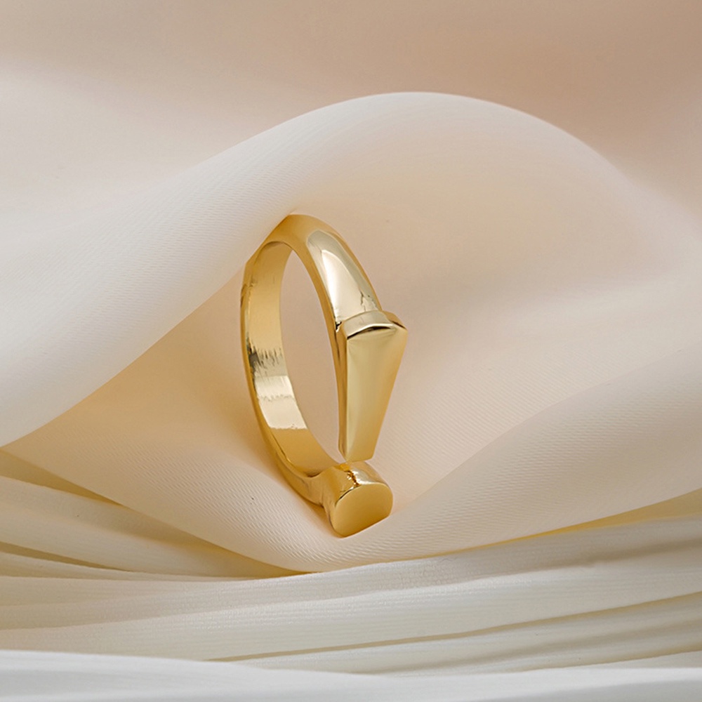 Cincin Model Terbuka Bahan Metal Warna Goldsilver Desain Geometri Adjustable Untuk Wanita