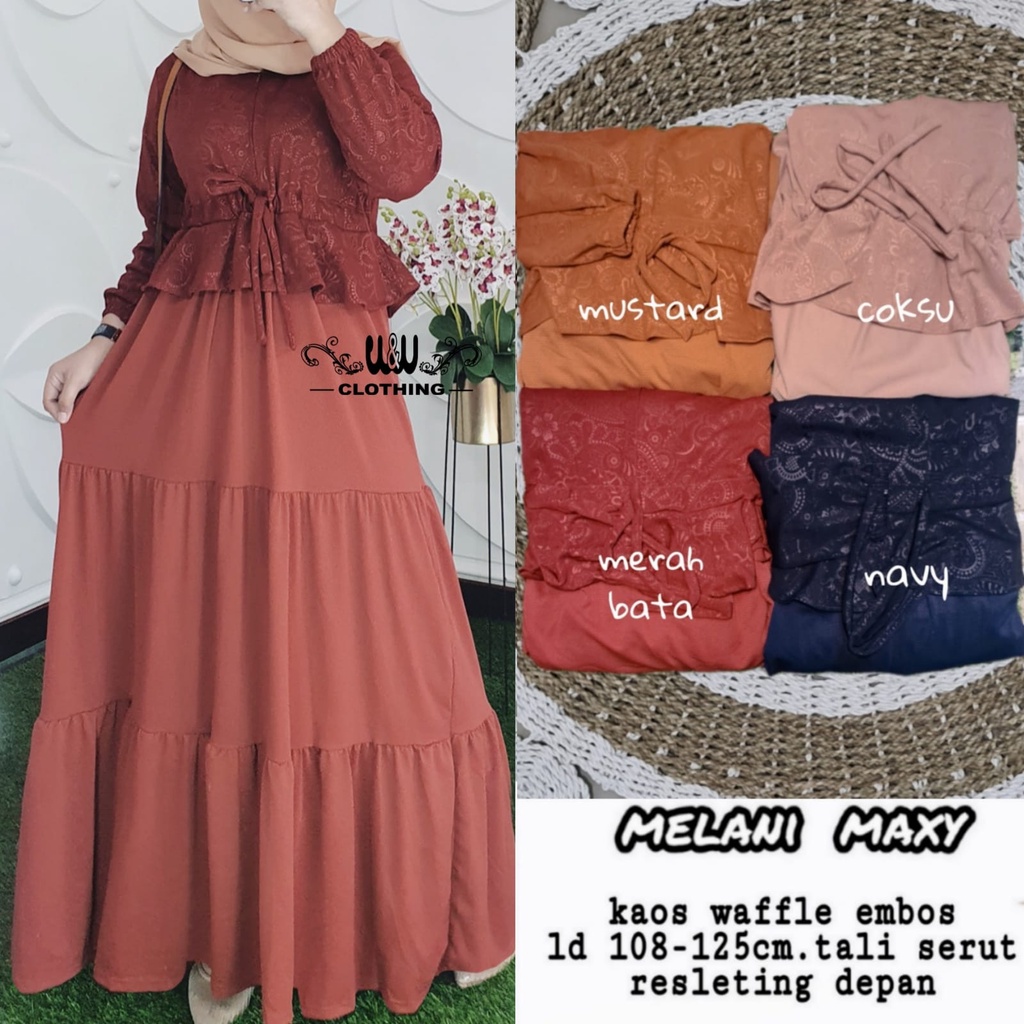 Baju Gamis Pesta Big Size Muslim Wanita Harian Kekinian Terbaru 2021 Kaos Waffle Embos Jumbo Ld 110 