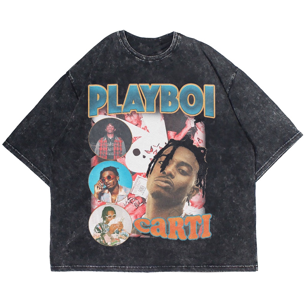 KAOS OVERSIZE PLAYBOI CARTI MOLLY WASHING VINTAGE RAP TEE ( WASHING T-SHIRT )