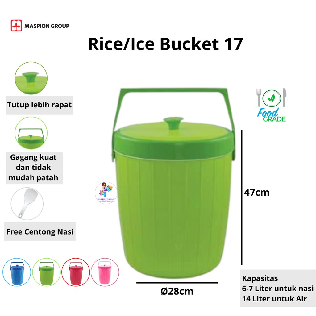 Rice Ice Bucket Termos Nasi Es 17 liter Maspion