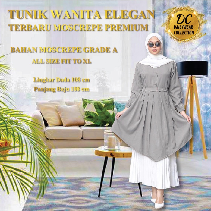 NEDA TUNIK FULL KANCING MOSCREPE MURAH BERKWALITAS // tunik dzuvia/nidia