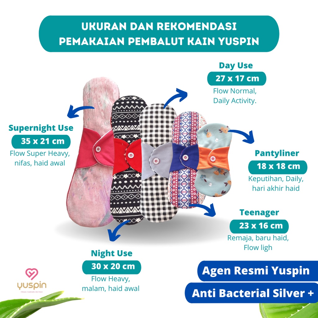 YUSPIN PEMBALUT KAIN MOTIF EKSKLUSIF ECER / ECERAN / SATUAN - New Mensped (Menstrual Pad) Murah