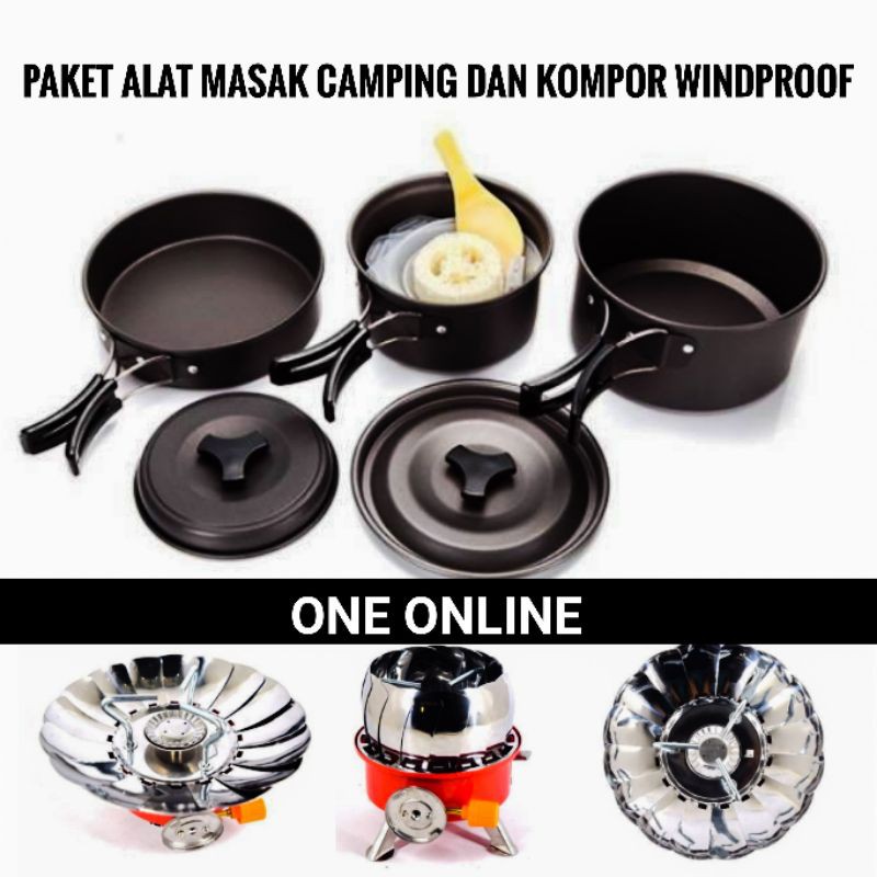 Alat masak camping ds300 dan kompor windproof camping outdoor