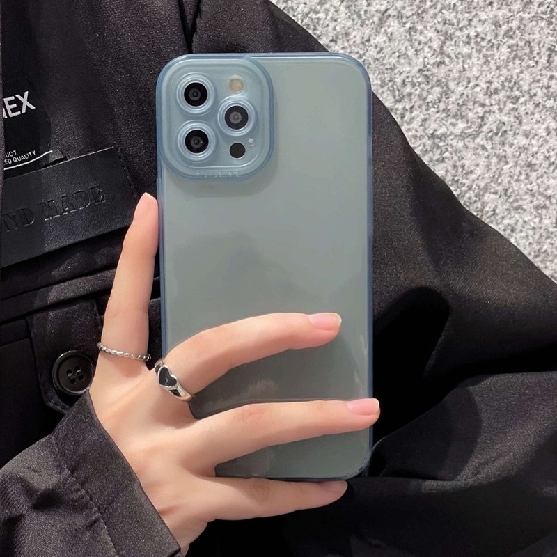 Soft Case Bahan Silikon Warna Biru Untuk Iphone 11 12 13 Pro MAX X XR XS MAX 7 8 Plus