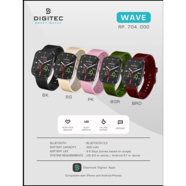jam tangan digitec wave smartwatch original