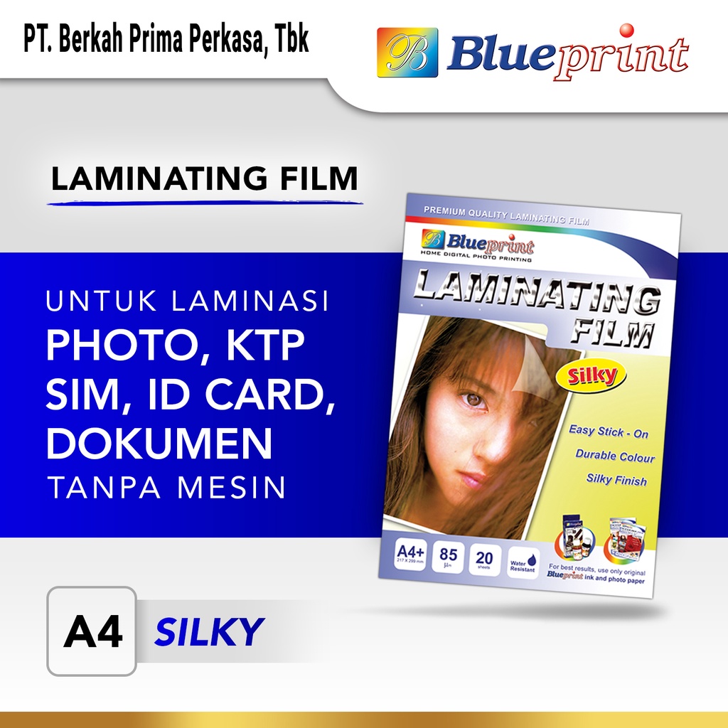 

Kertas Laminating Silky / Laminating Silky Photo Paper Film BLUEPRINT 85 micron A4