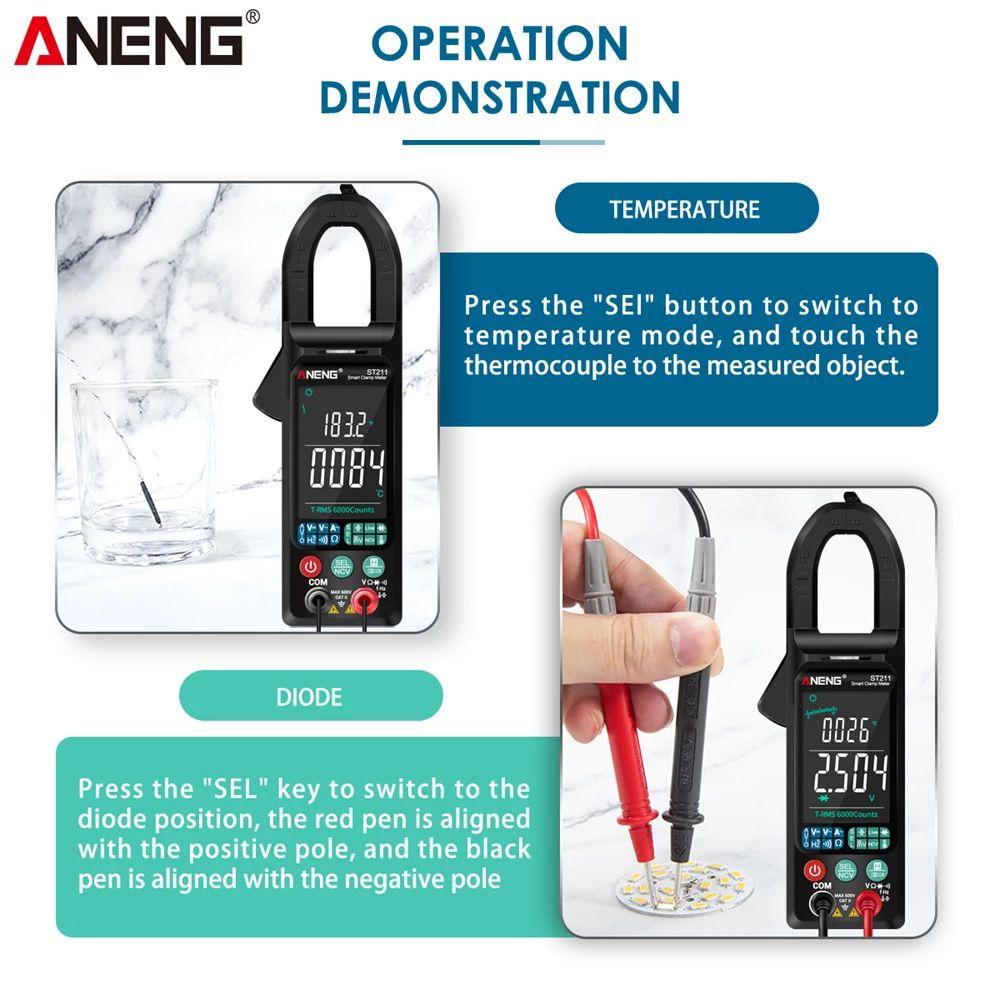 Solighter Digital Clamp Meter Data Show 6000hitan Layar Warna Besar Ampli Mobil Hz NCV Ohm Test Ammeter