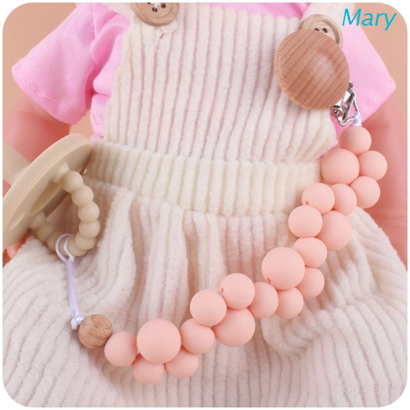 Mary Klip Rantai Manik Kayu Beech Holder Dot Empeng / Teether Bayi DIY