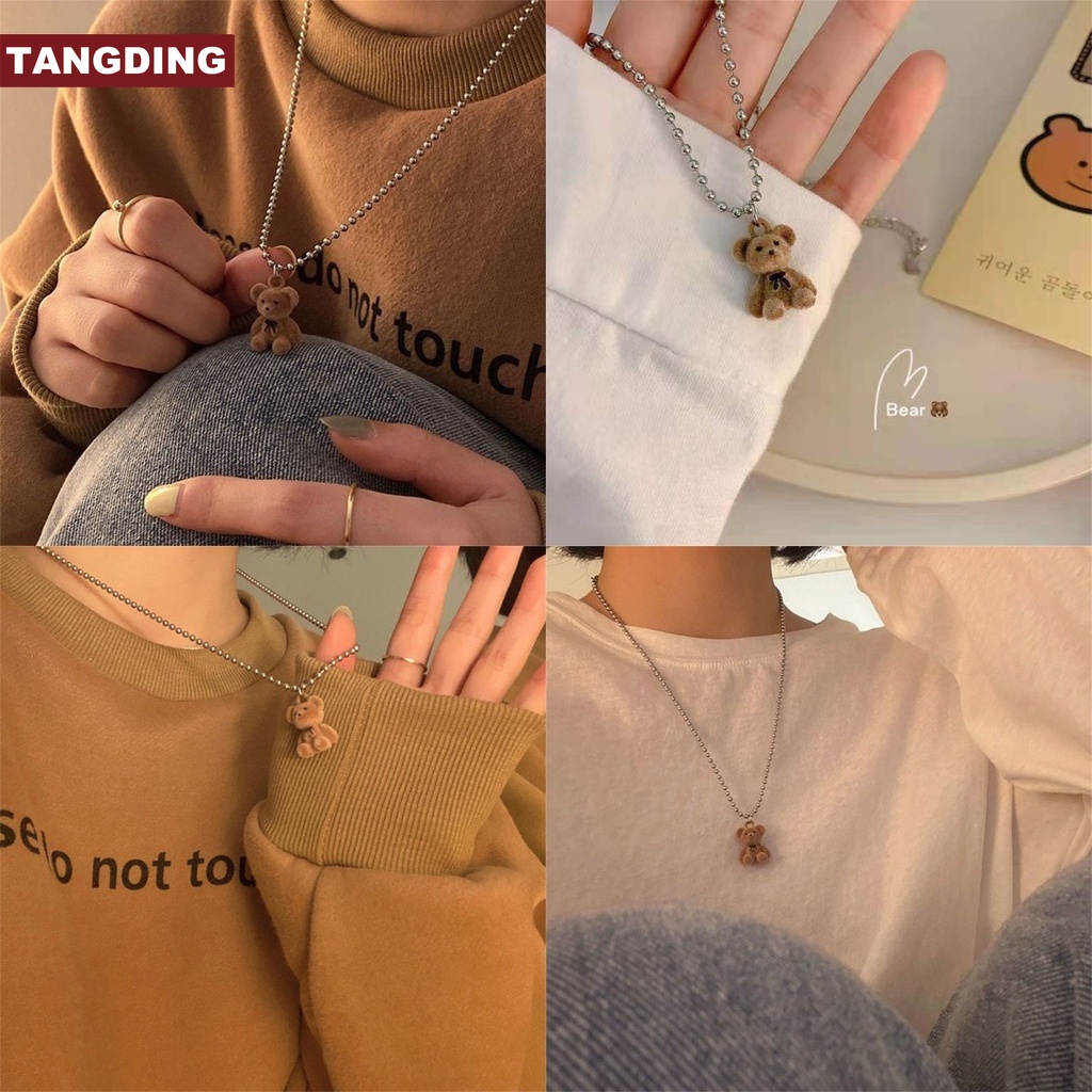 【COD Tangding】Bear Pendant Necklace Chain Cute Child Simple Jewelry Accessories Fashion